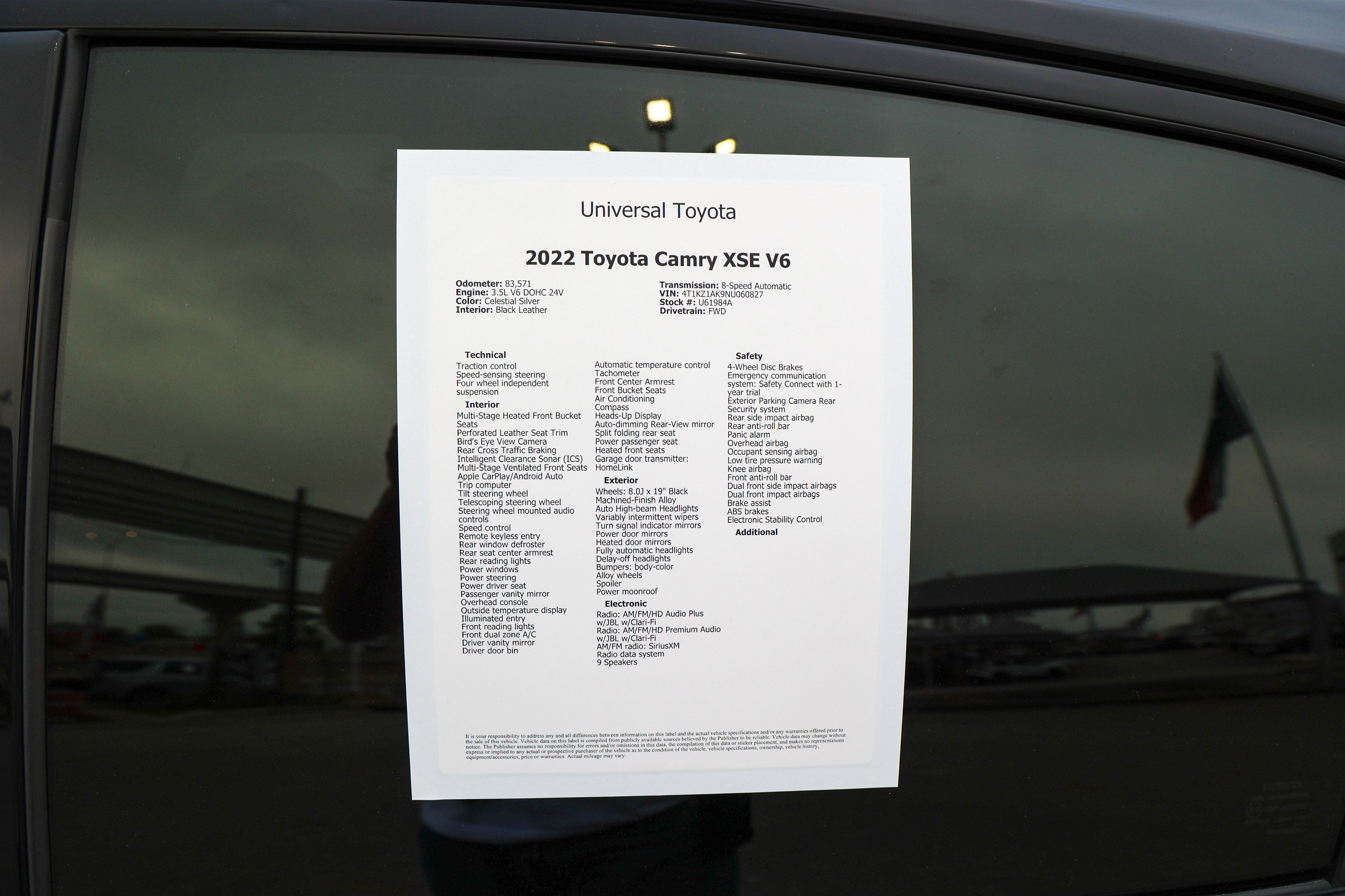 2022 Toyota CAMRY XSE V6