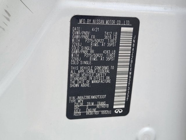 2021 INFINITI QX80 SENSORY