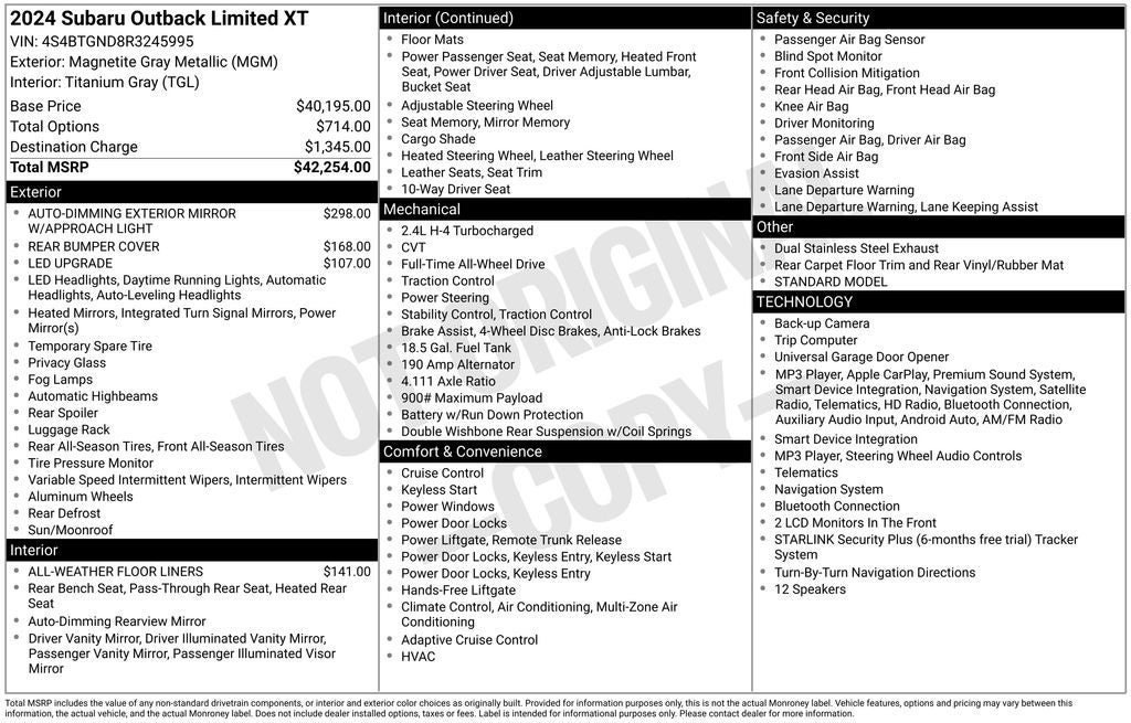 2024 Subaru Outback Limited XT