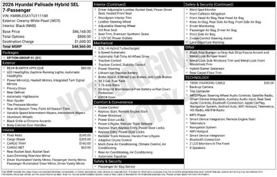 2026 Hyundai Palisade Hybrid SEL 7 Passenger