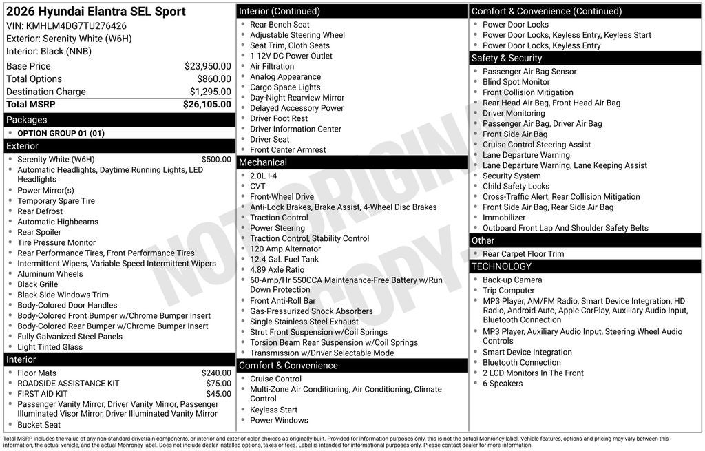 2026 Hyundai Elantra SEL Sport Plus