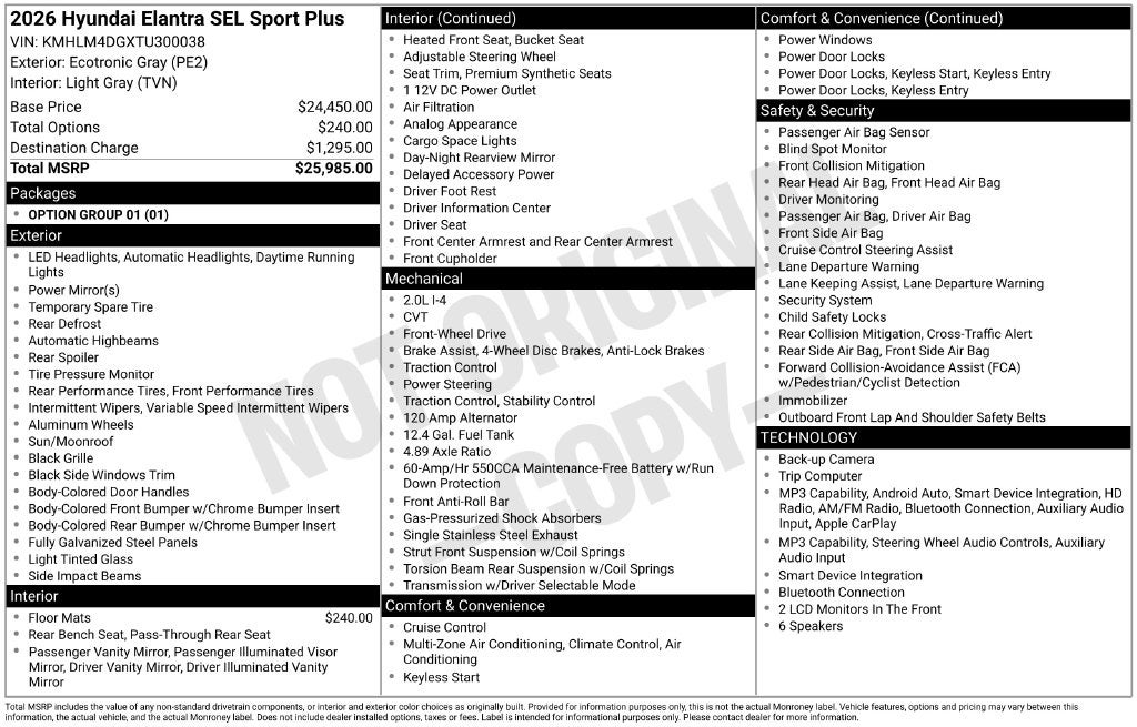 2026 Hyundai Elantra SEL Sport