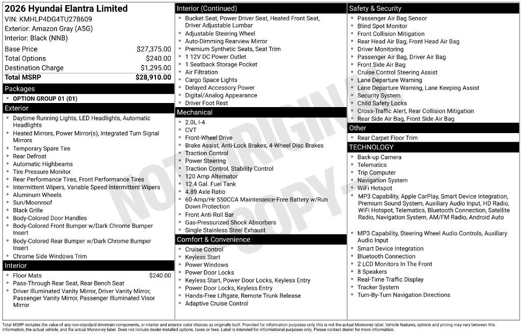 2026 Hyundai Elantra Limited