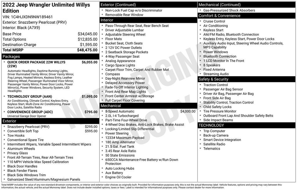 2022 Jeep Wrangler Unlimited Willys