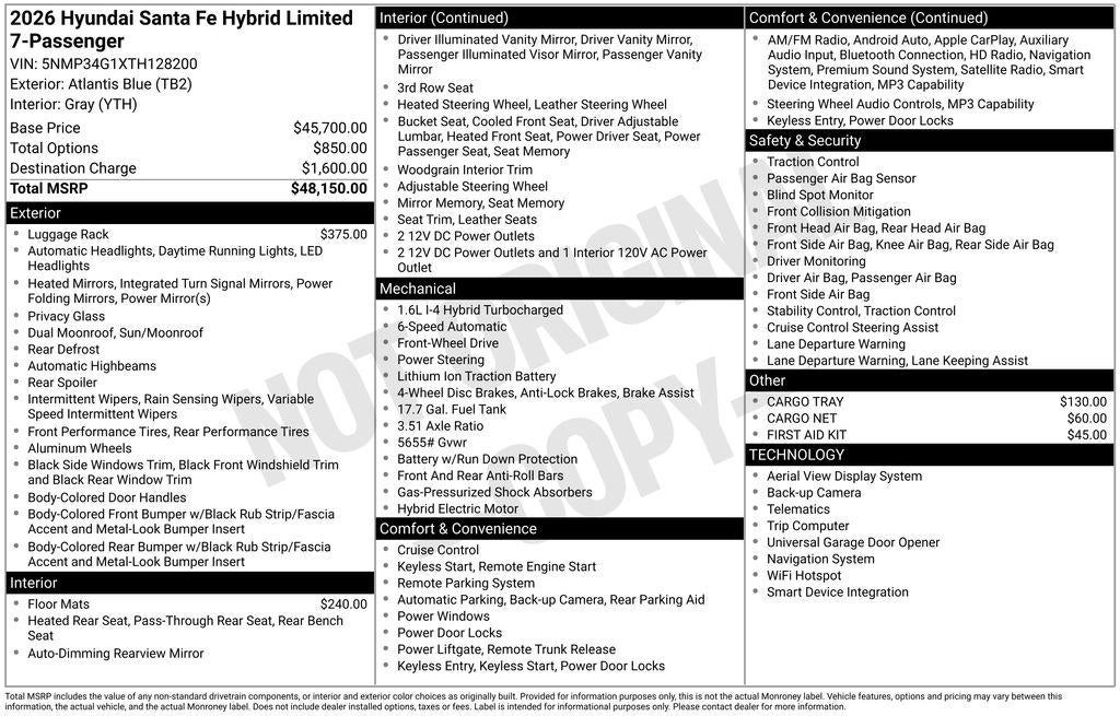 2026 Hyundai Santa Fe Hybrid Limited