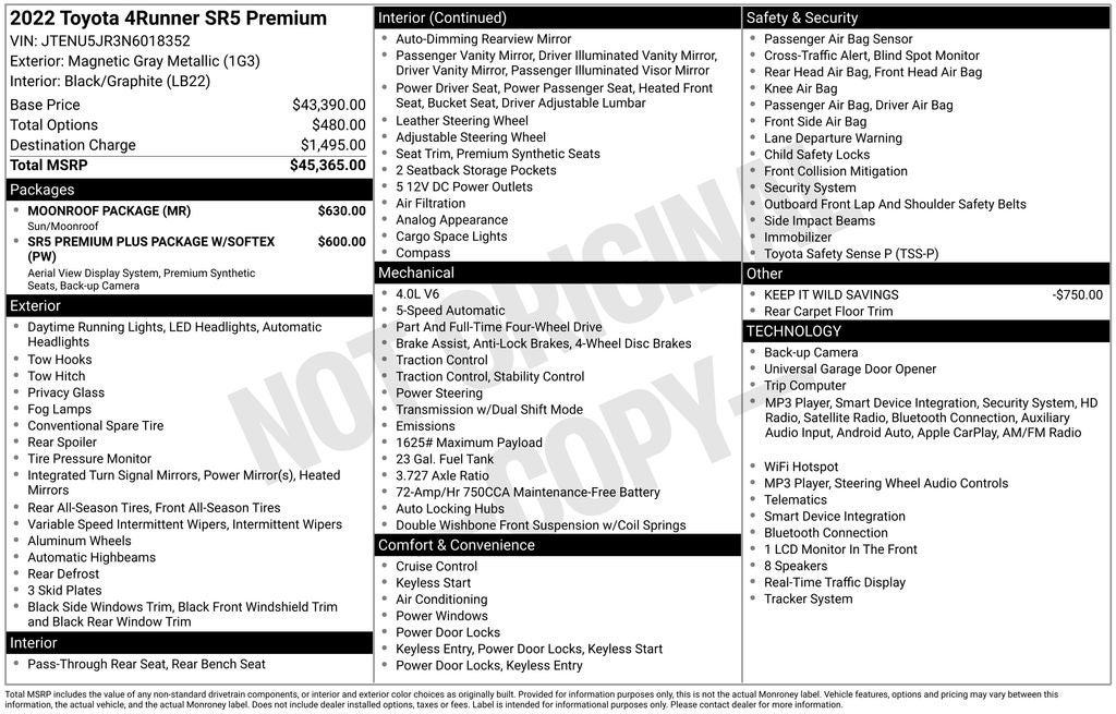 2022 Toyota 4Runner SR5 Premium