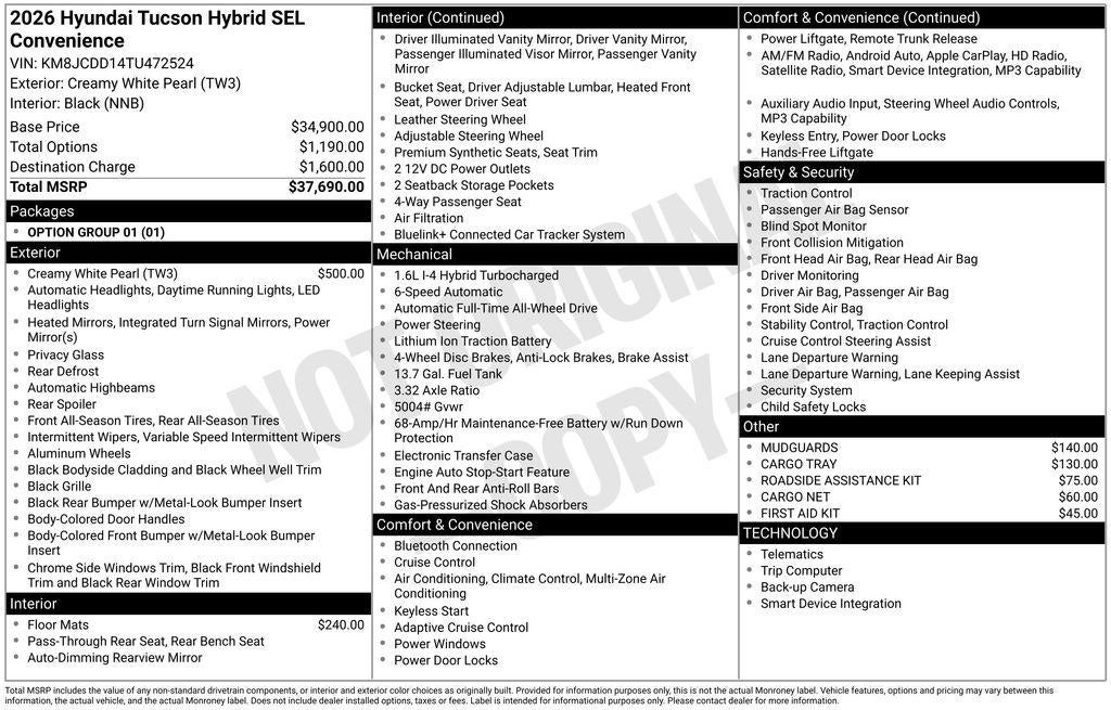2026 Hyundai Tucson Hybrid SEL Convenience