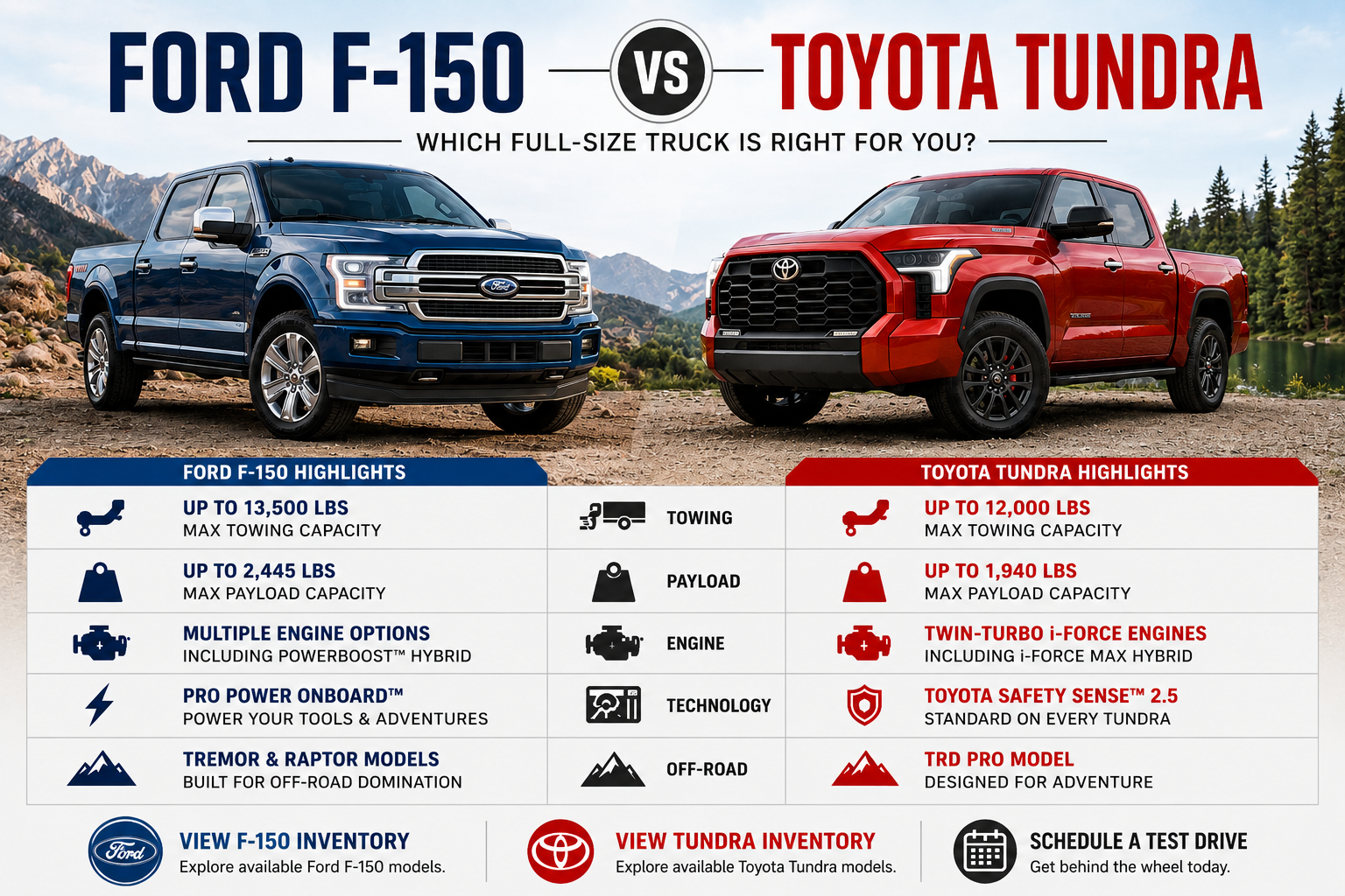 Ford F-150 vs Toyota Tundra Comparison